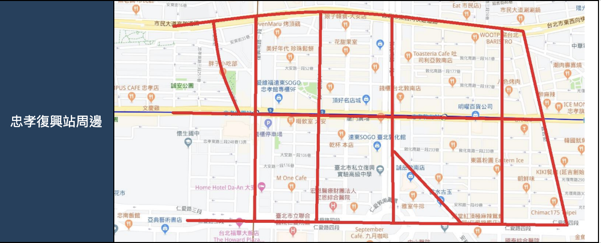 忠孝復興站收費機車停車格