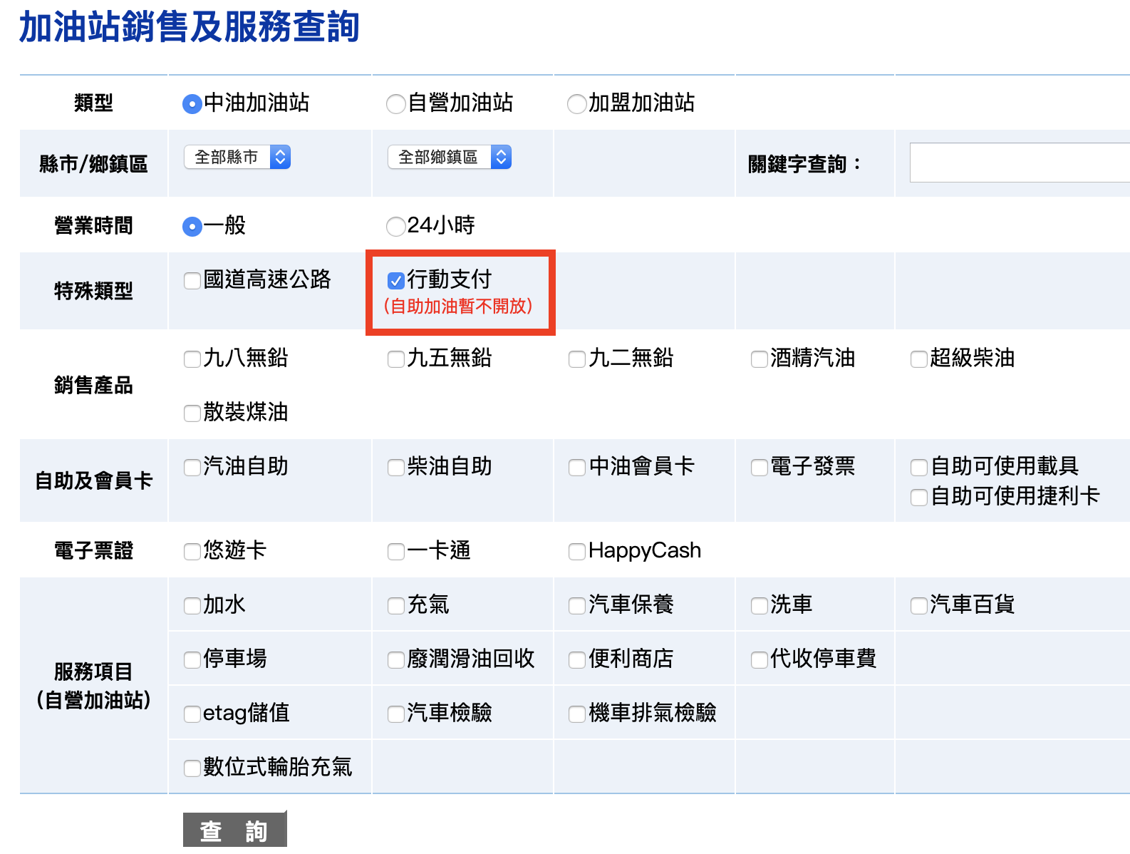 可用行動支付之加油站