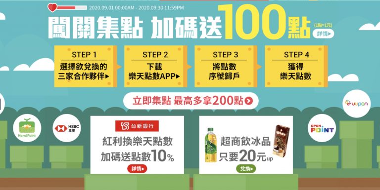 闖關集點,多拿100點 樂天點數 只要四個小步驟