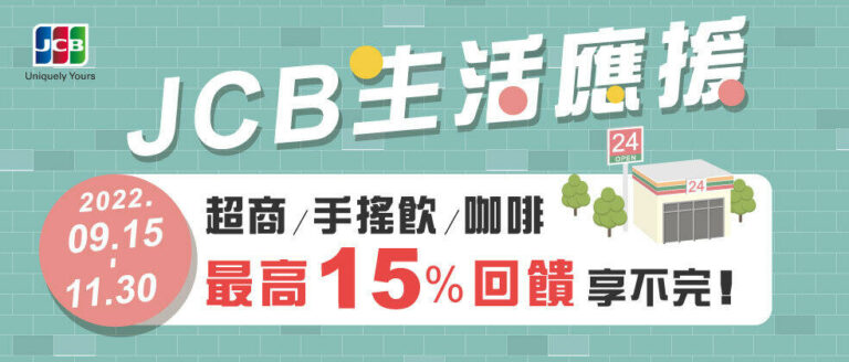 JCB生活應援登場,指定通路持卡消費享有10% ~ 15% 回饋